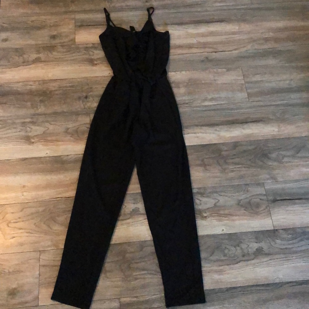H&M Adjustable Strap Black Straight Leg Jumpsuit